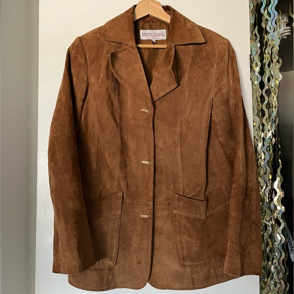 Simon Chang Brown Suede Blazer - Picture 4 of 14